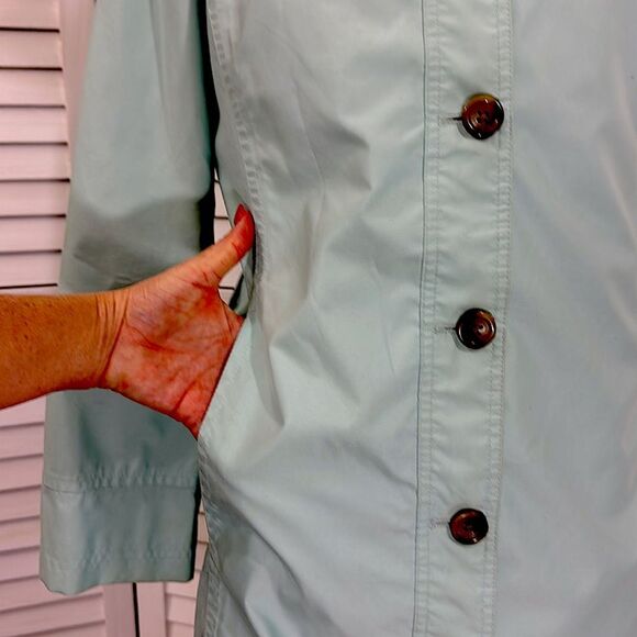 Lands’ End Trench Coat Size XSP Overcoat Jacket Teal Blue - Picture 8 of 13